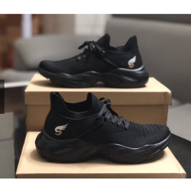 Giày thể thao nam nữ êm nhẹ SShoes Full Black 8966