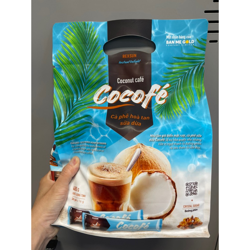 Cà Phê Hoà Tan Sữa Dừa Cocofe Coconut Cafe (Ban Me Gold) gói 480g
