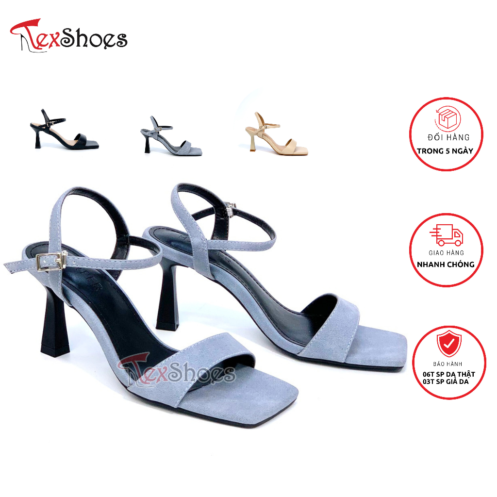 Dép sandal nữ quai ngang trơn gót mảnh thời trang xinh xắn VNXK TEX SHOES