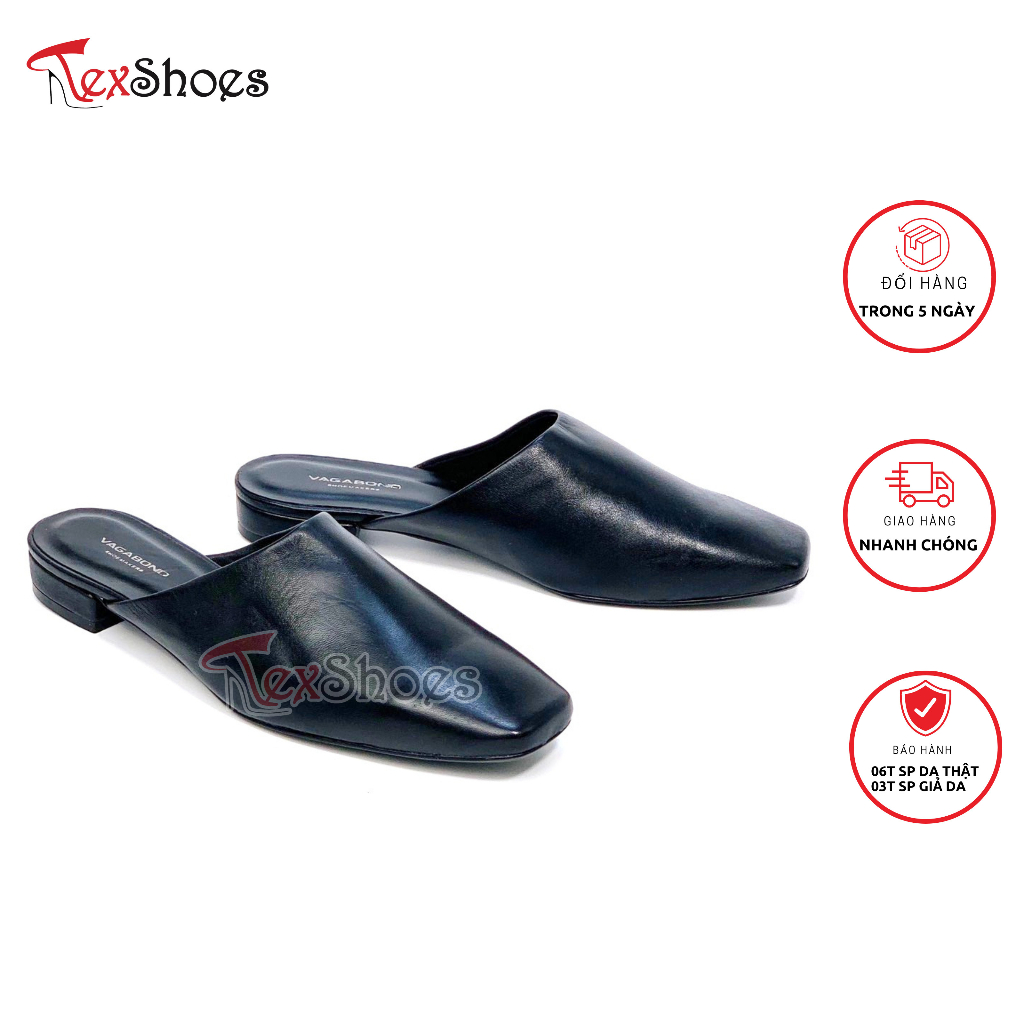 Giày sục nữ da trơn siêu mềm mũi vuông gót 2cm VNXK TEX SHOES
