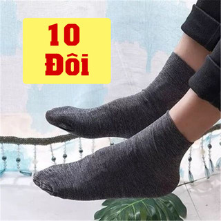 Set 10 đôi tất vớ cổ cao màu trơn vải mỏng chống hôi chân Hàn Quốc - Mỏng 