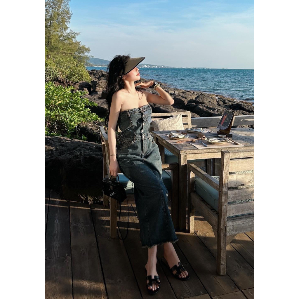 ĐẦM MIDI JEANS ỐNG CÚP