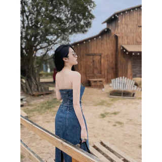 ĐẦM MIDI JEANS ỐNG CÚP
