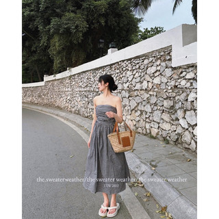 Váy maxi cup ngực kẻ caro style Hàn Quốc, Lipeo.store