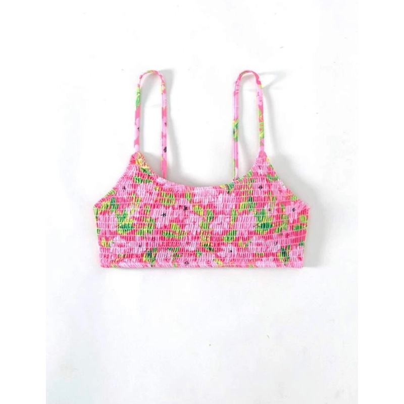 Áo Tops Bikini Nữ Thêu Smock Hoa Dễ thương 023