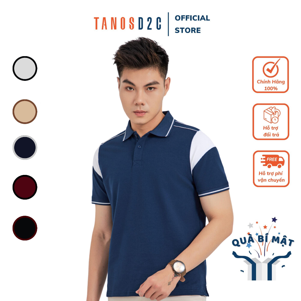 Áo polo nam TANOSD2C vải CVC cao cấp, phối tay áo trẻ trung - A02-094