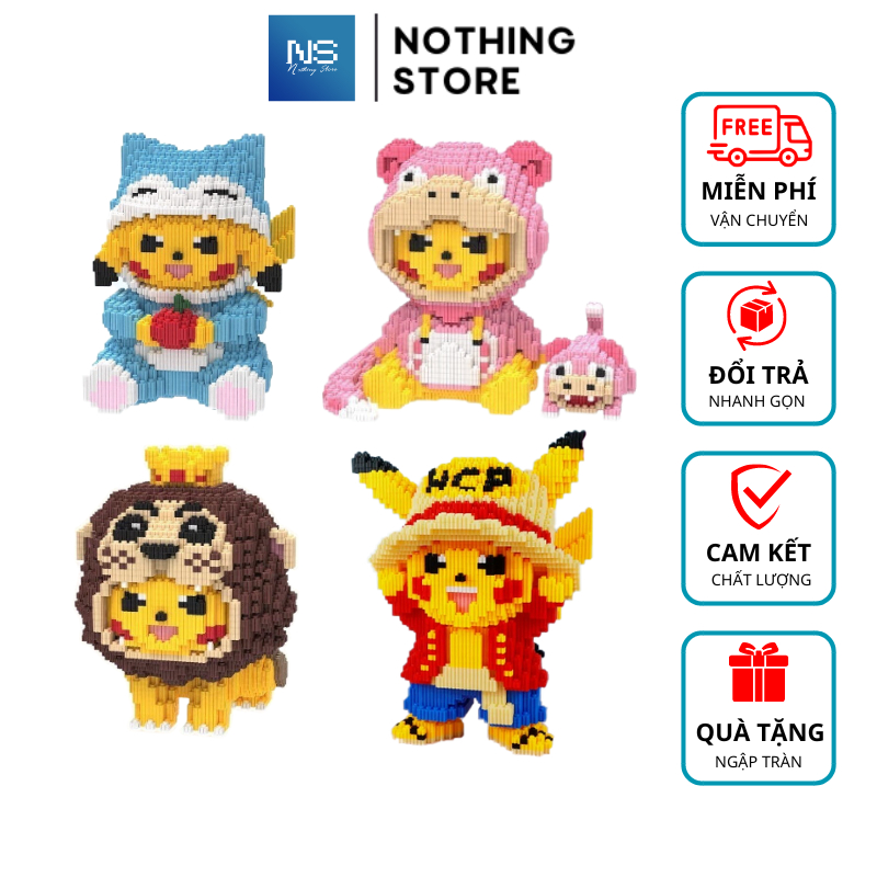 Mô Hình Pikachu Lắp Ráp 3D Nhiều Mẫu Decor Trang Trí Cute Xả Stress, Tăng Tập Trung, Kiên Trì