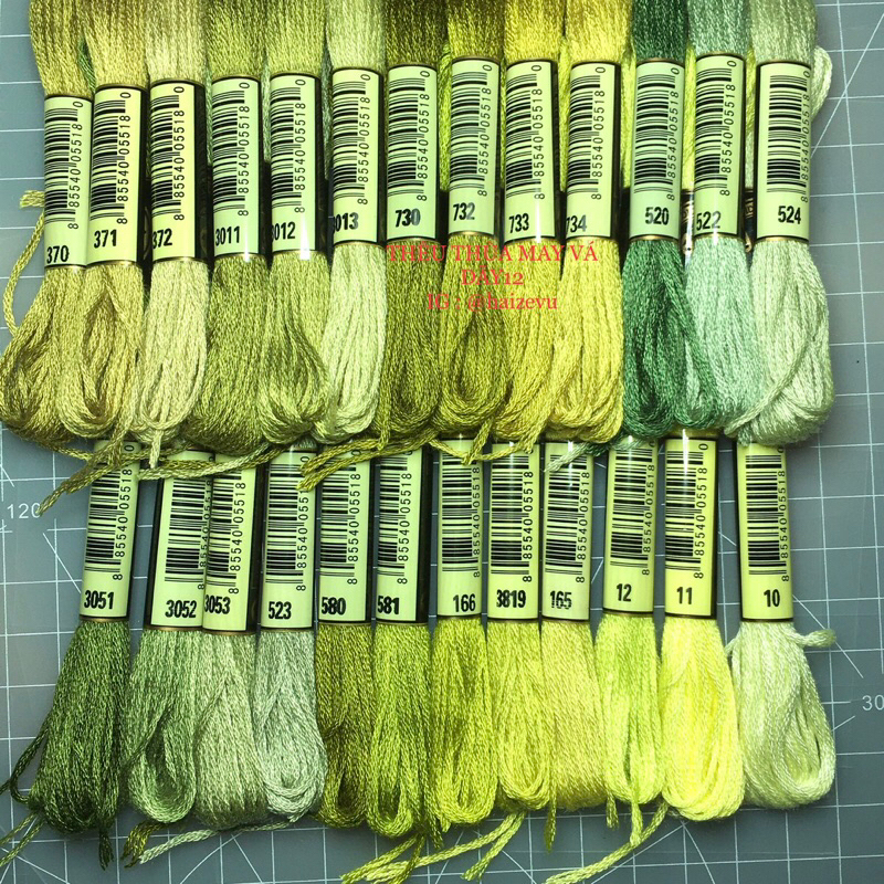 Chỉ thêu cotton theo dãy, chỉ thêu cotton airo