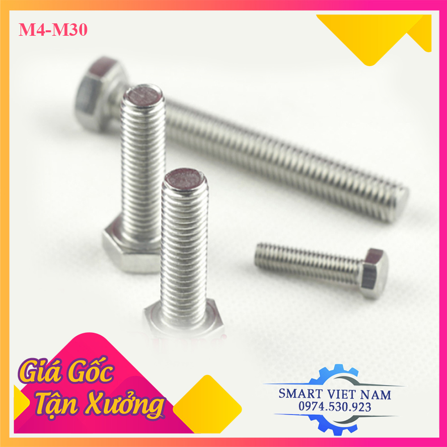 Bulong inox 201,M6 ren suốt Combo 100 Chiếc