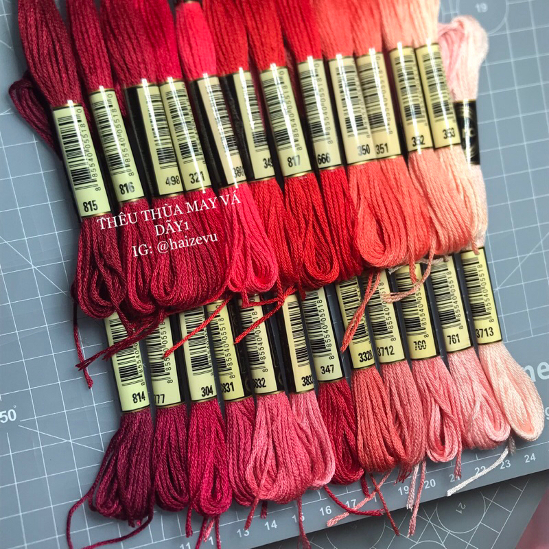 Chỉ thêu cotton theo dãy, chỉ thêu cotton airo