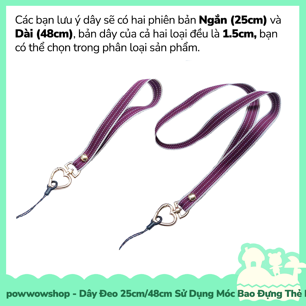 [Sẵn VN - Hỏa Tốc] Dây Đeo 25cm/48cm Sử Dụng Để Móc Vào Bao Đựng Thẻ Nhân Viên / Buộc Vào Điện Thoại Heart Leather