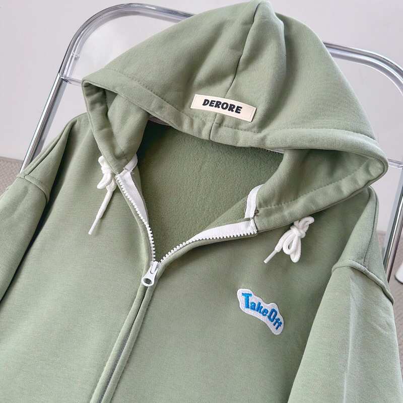 Áo khoác hoodie zip nỉ lót bông thêu chữ Take Off_HT.Store96