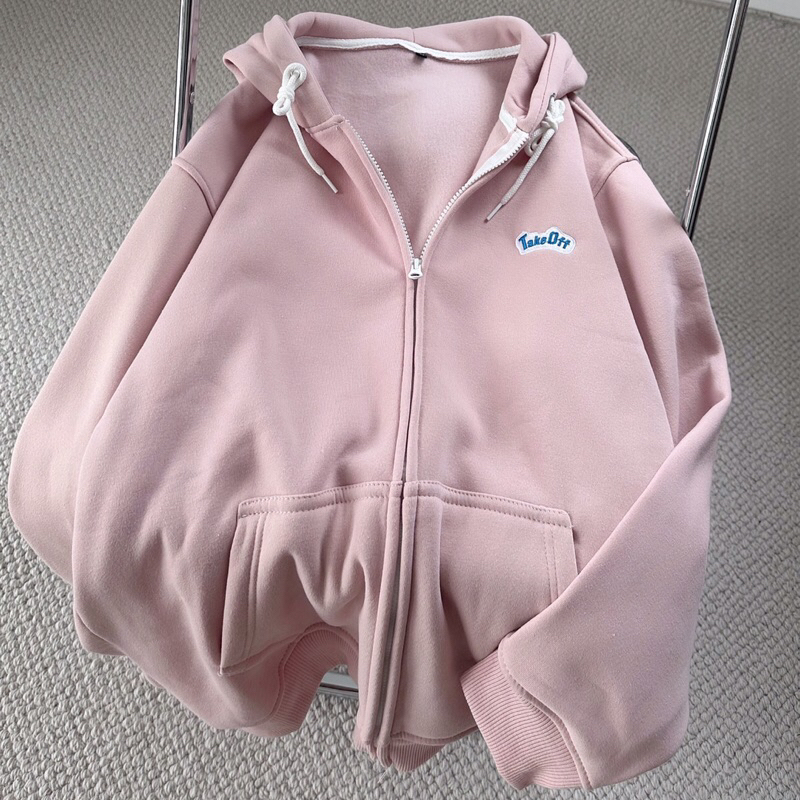 Áo khoác hoodie zip nỉ lót bông thêu chữ Take Off_HT.Store96