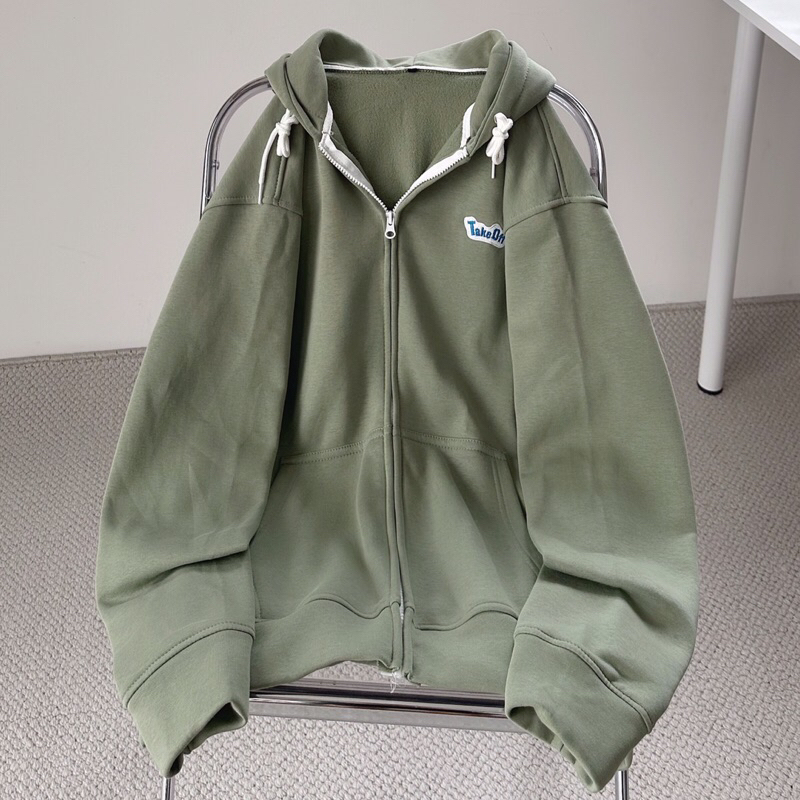 Áo khoác hoodie zip nỉ lót bông thêu chữ Take Off_HT.Store96