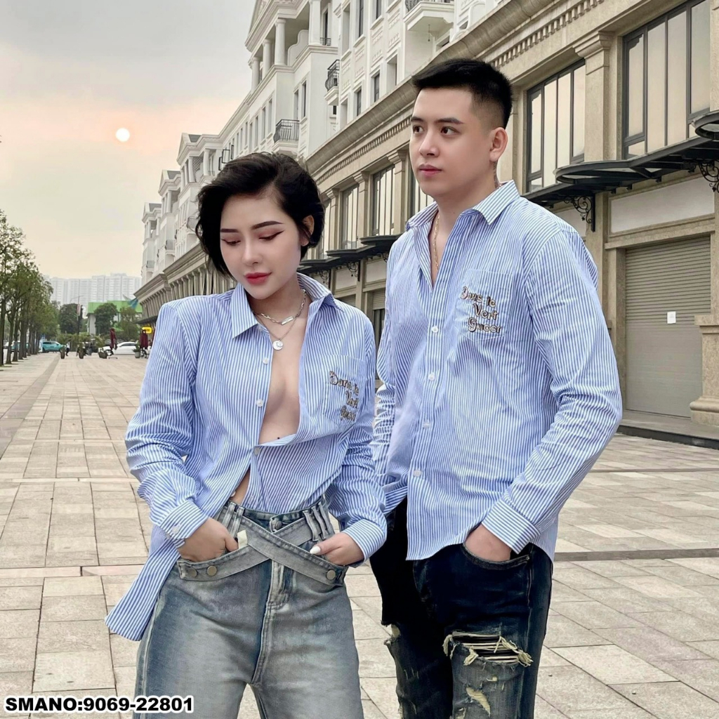 Áo sơ mi nam BBR xanh thêu chữ siêu hot hit_Áo sơ mi nam BBR cao cấp