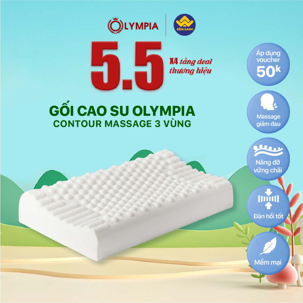 Gối Cao Su Olympia Contour Massage 3 vùng (Chính Hãng)