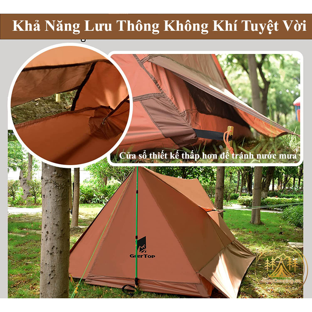 Lều cắm trại Geer Top cho 1-2 người, lều không xương dã ngoại, leo núi, phượt - Camping VietNam