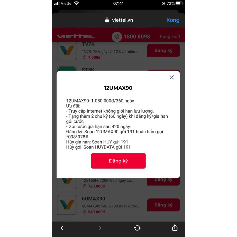 Sim 4G Viettel 12UMAX70/ 12UMAX90