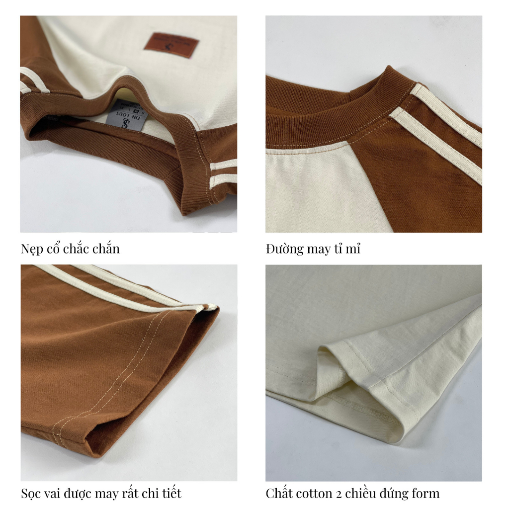 Áo thun baby tee The Lous áo phông raglan nam nữ phối sọc vai