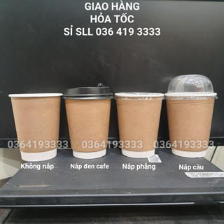 Cốc Giấy Có Nắp Ly Giấy Kraft 2 Lớp 12oz 400ml Combo 25 cái