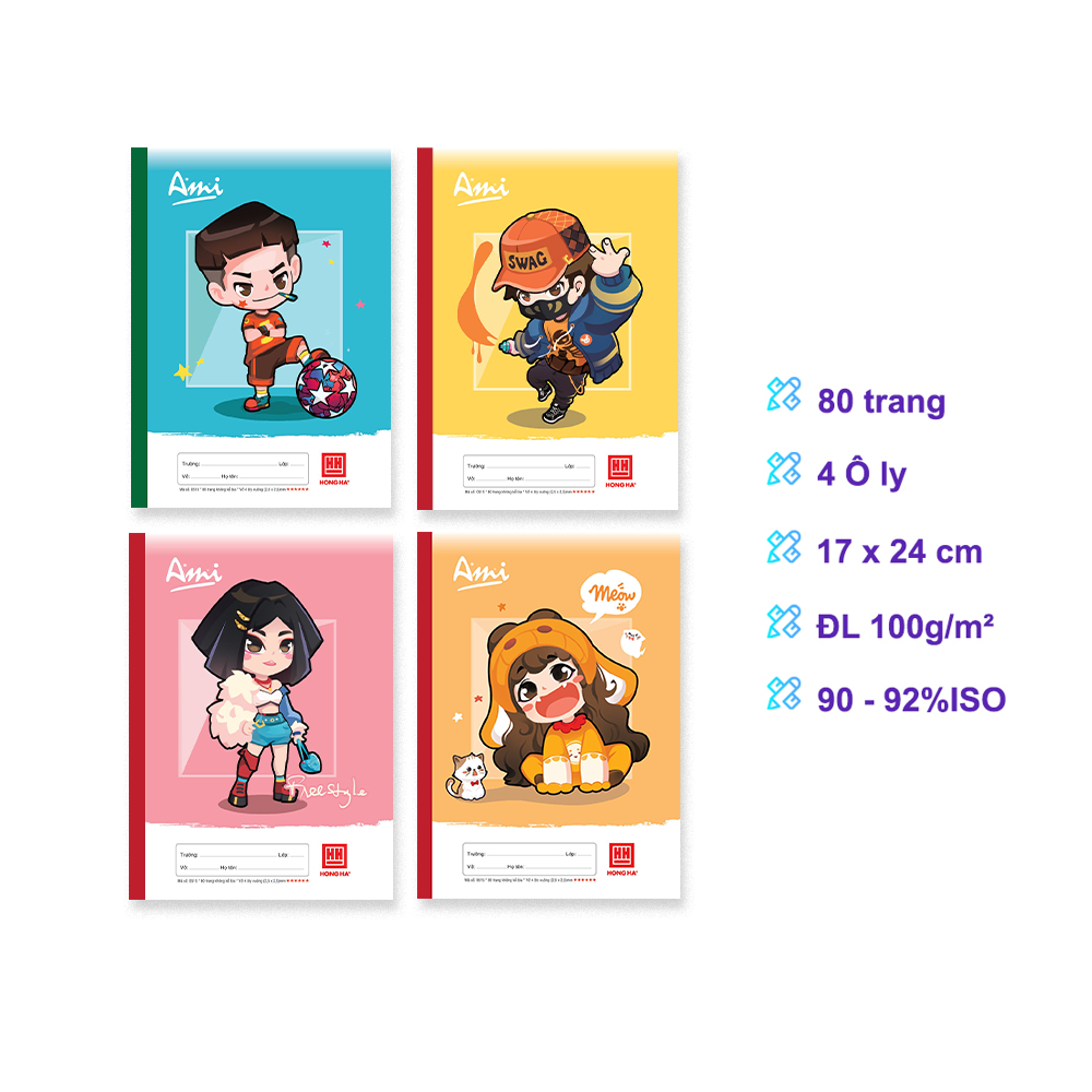 Lốc 5 vở 4 Ôly Hồng Hà 80 trang Ami 0515