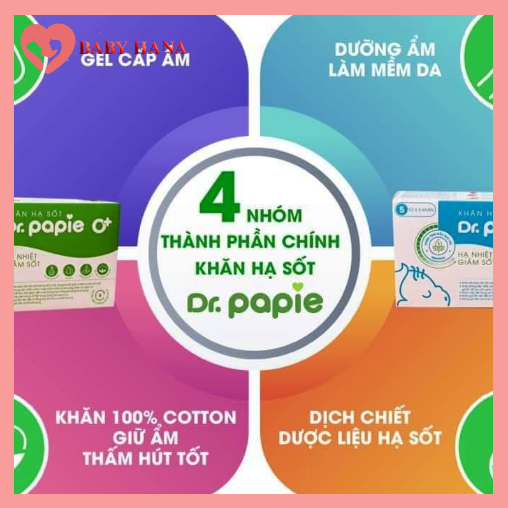 Khăn Lau Hạ Sốt Cho Bé Dr Papie Chính Hãng