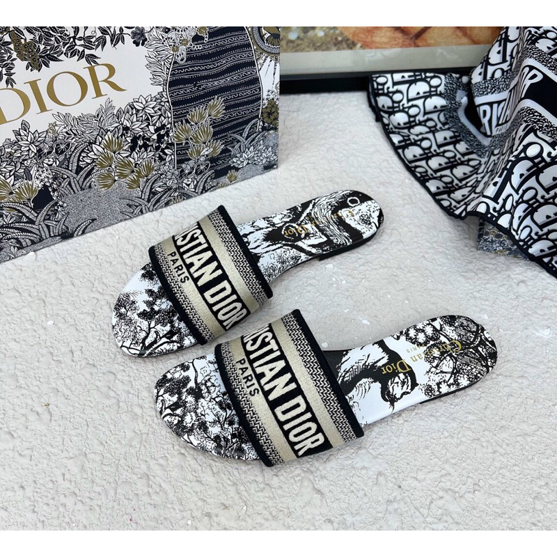 Dép lê D_ior thêu chữ nổi fullbox