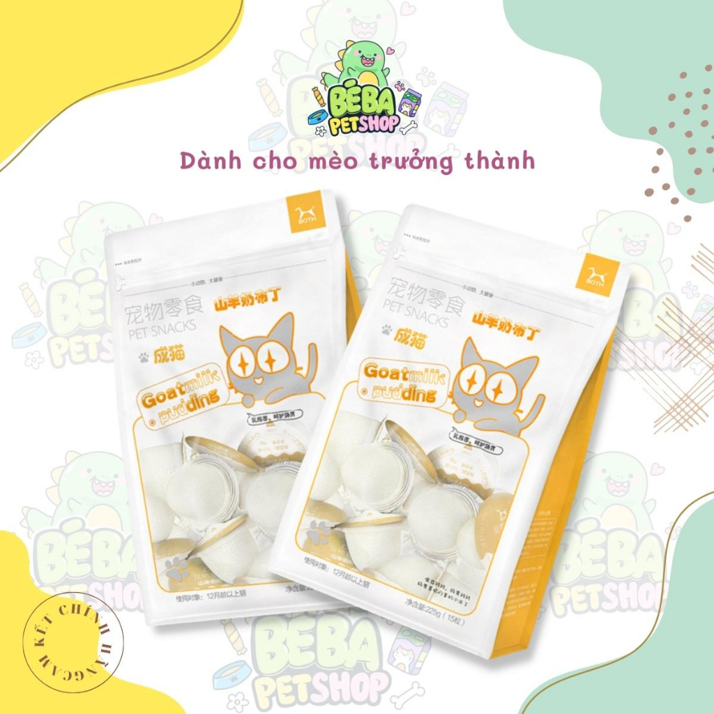 Pudding sữa dê cho mèo con và mèo trưởng thành Both bổ sung canxi, hỗ trợ hệ tiêu hóa cho mèo (1 gói 15 viên)