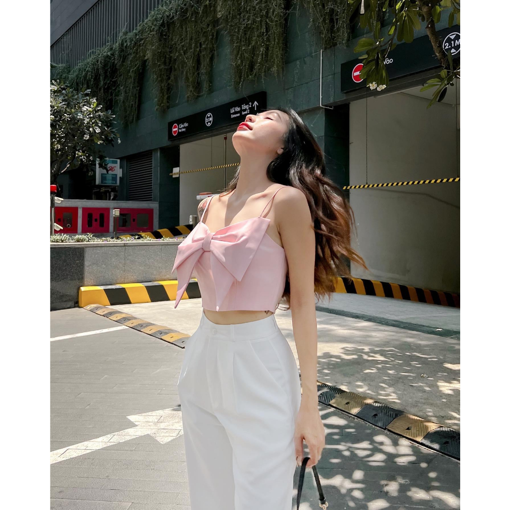 Áo crotop 2 dây nơ ngực sang chảnh - Linh Chip Shop