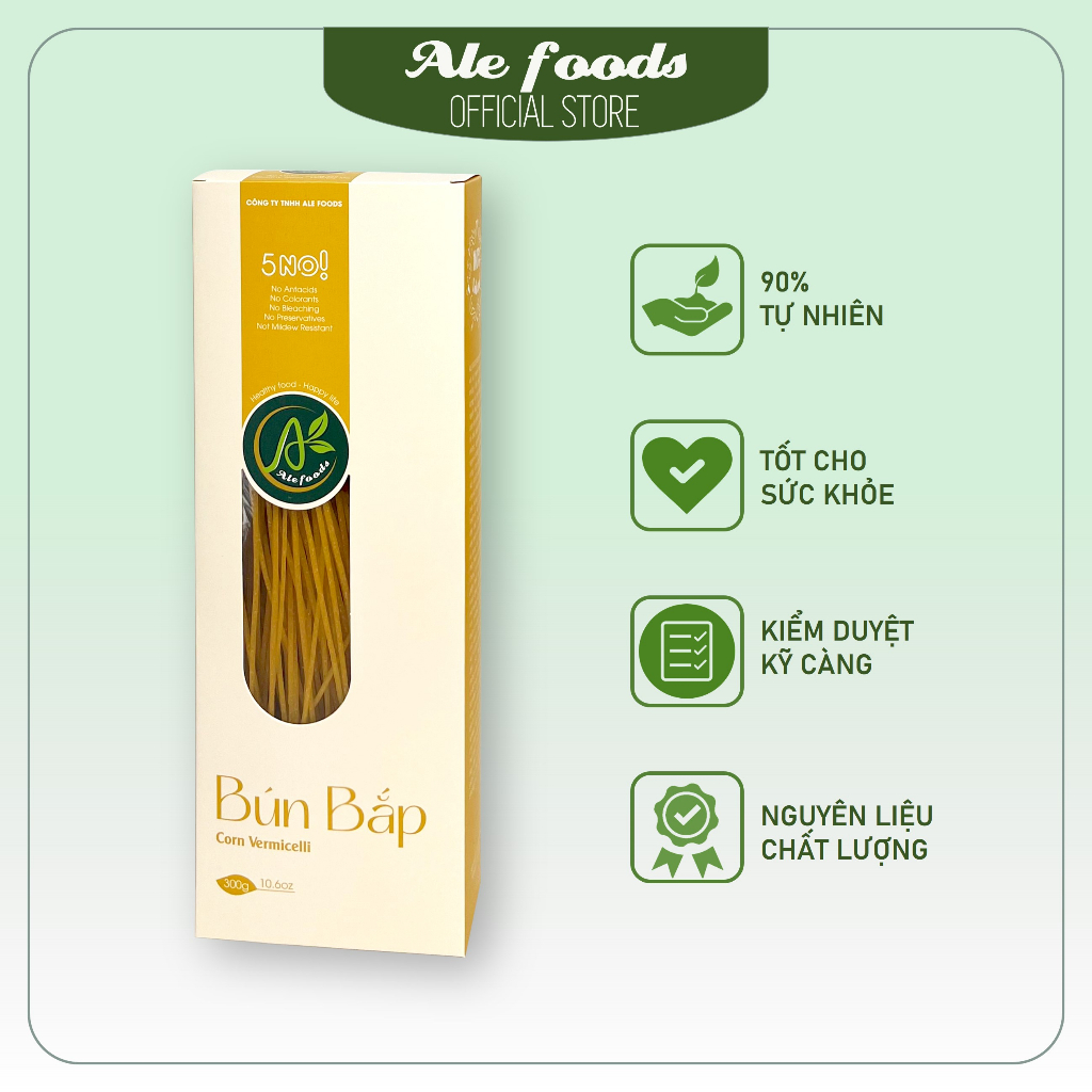 Bún bắp khô giàu dinh dưỡng ALEFOODS đặc sản Cao Bằng - Tốt cho sức khỏe - Hỗ trợ giảm cân - Tập gym - Eat Clean 300g