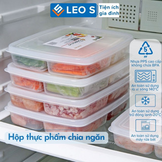 Hộp nhựa đựng thực phẩm chia nhiều ngăn khay hộp trữ đông đồ ăn nhựa PP cao cấp dùng trong tủ lạnh lò vi sóng