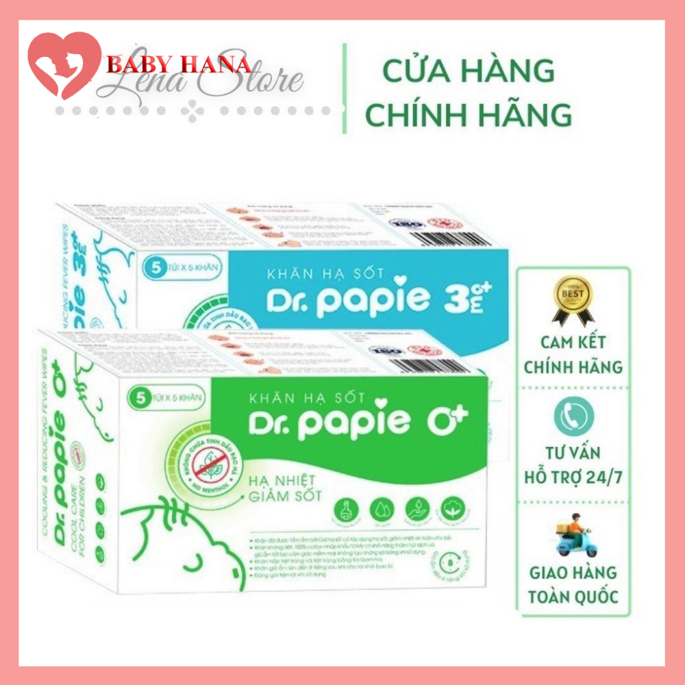 Khăn Lau Hạ Sốt Cho Bé Dr Papie Chính Hãng