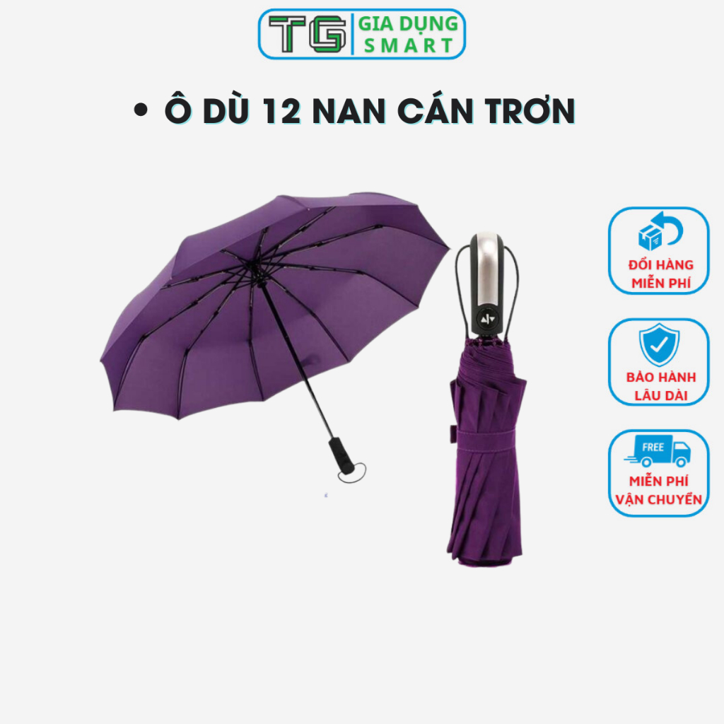 ô che mưa cầm tay#uxQind] Ô Dù 12 NAN Cán Trơn Che Mưa Đi Nắng Nút Bấm Tự Động Gấp Gọn Cao Cấp Cho Ô Tô