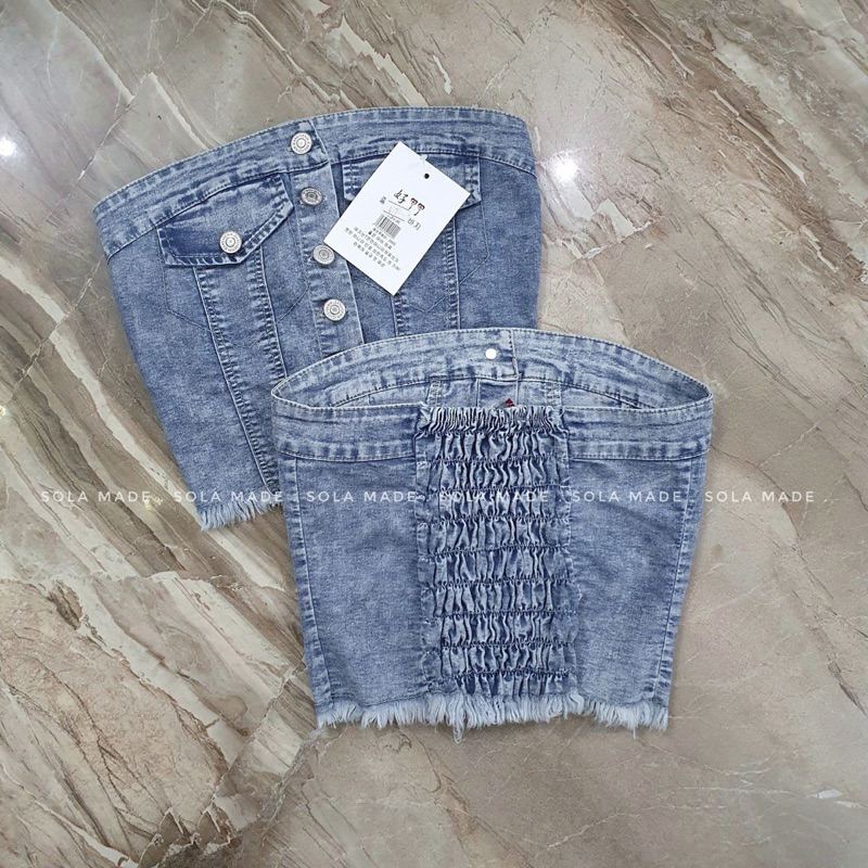 Áo ống, áo quây jean co giãn chun lưng siêu tôn dáng