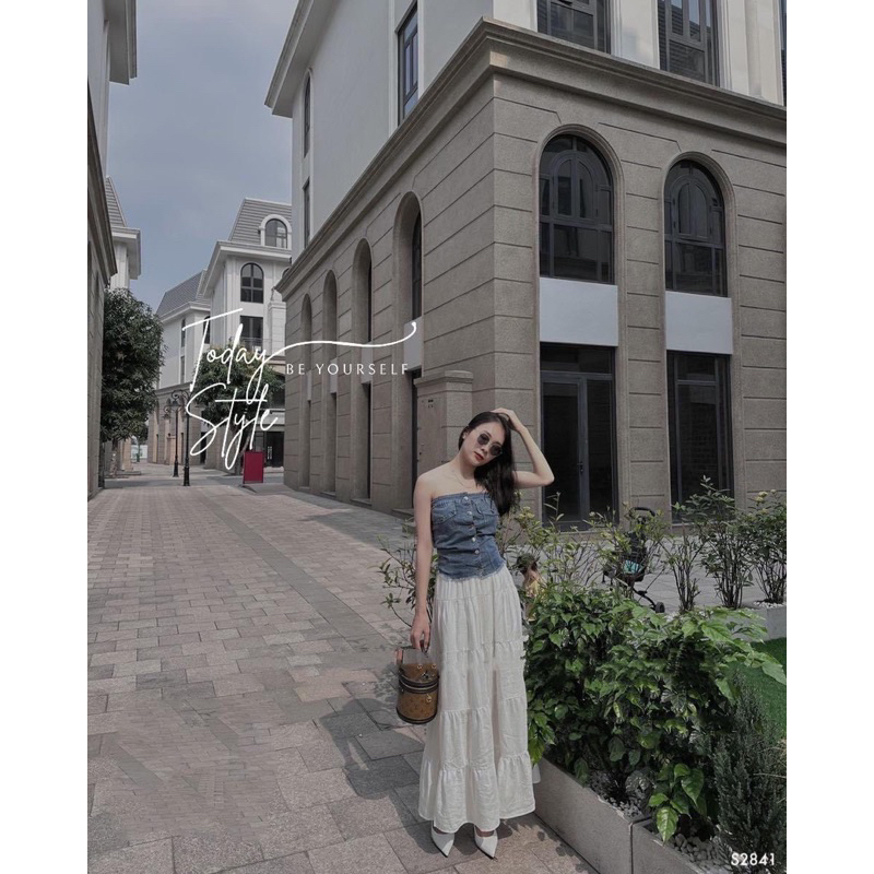 Áo ống, áo quây jean co giãn chun lưng siêu tôn dáng