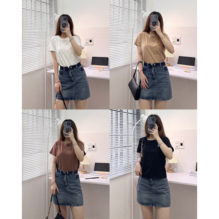 Áo thun cổ tròn viền raglan (ảnh thật/ có sẵn)