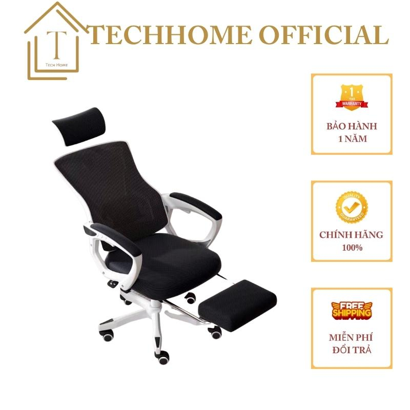 Ghế Xoay Văn Phòng Công Thái Học TECH HOME  Bảo Vệ Cột Sống Có Tựa Đầu Tựa Lưng Lưới Gác Chân