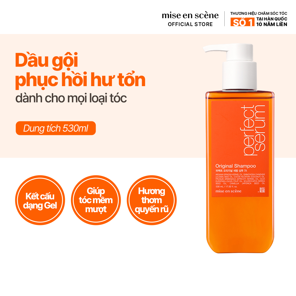 Dầu gội mise en scene Perfect Serum Original Shampoo 530ml dưỡng tóc mềm mượt