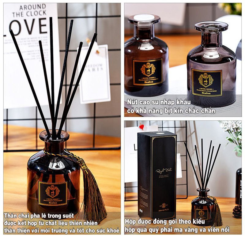 Lọ tròn khuếch tán tinh dầu thiên nhiên để phòng 50ml bằng que gỗ – HV718