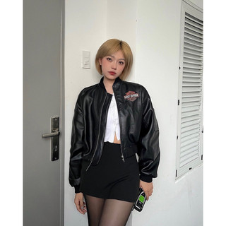 Áo khoác da croptop harley davidson