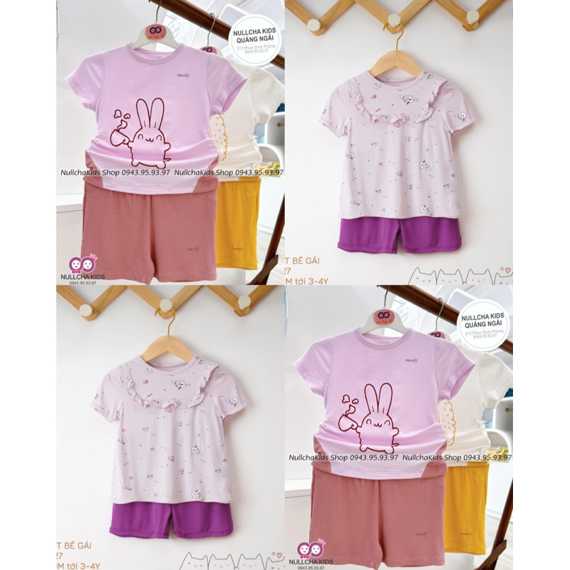 Bộ Cộc Tay Sợi Tre Mềm Mát Cho Bé Gái 6m-4y Hãng Bons99