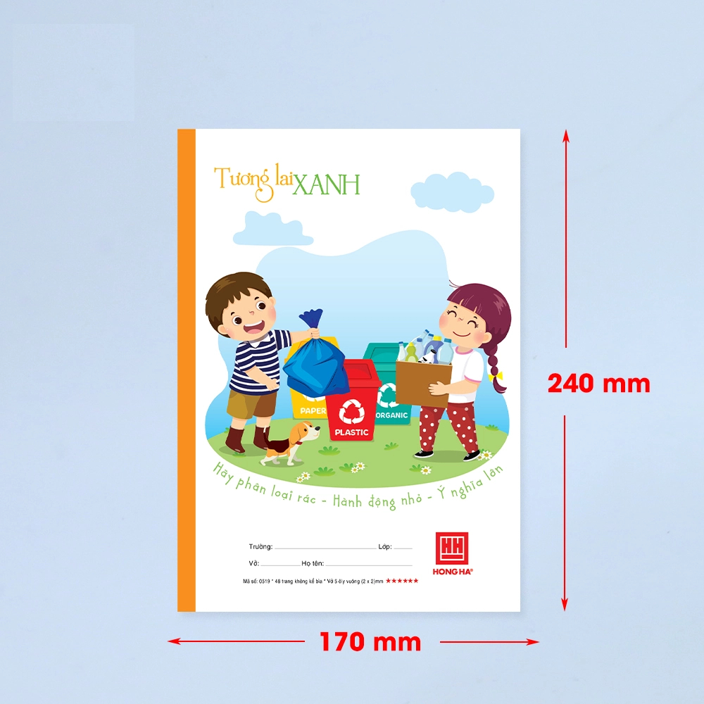 Lốc 10 vở 5 ôly 48 trang School Tương Lai Xanh Hồng Hà 0519