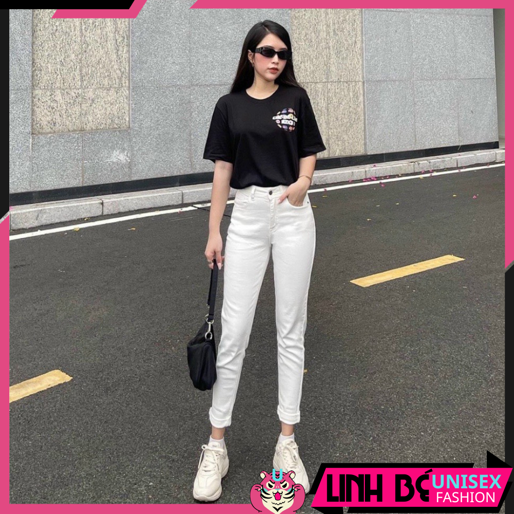 💕𝙁𝙍𝙀𝙀𝙎𝙃𝙄𝙋💕Quần bò baggy jean nữ trắng rách gối chất đẹp phong cách hàn quốc trẻ trung cá tinh , Linh.unisex