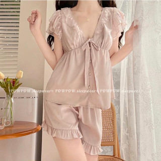 Set ngủ lụa phối ren nhẹ nhàng | powpow sleepwears