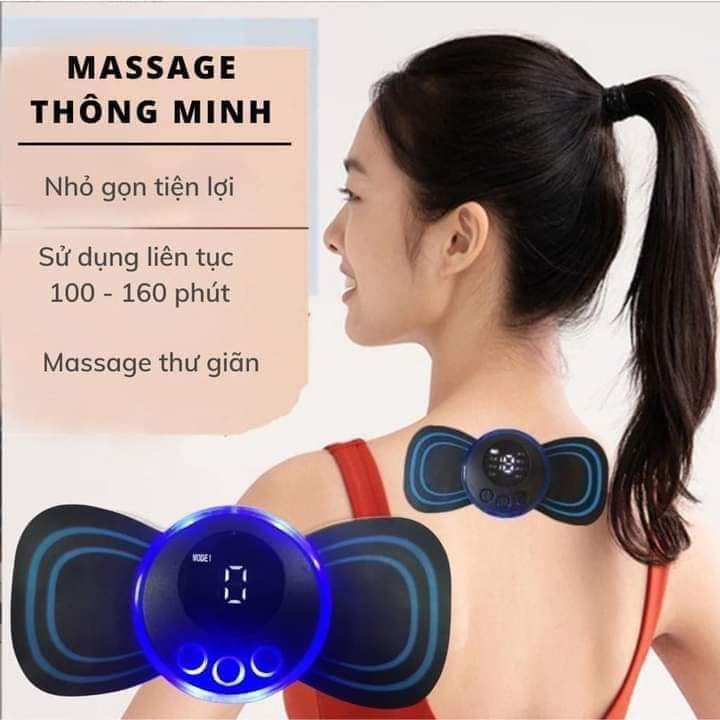 Miếng dán massage xung điện cổ vai gáy, bắp tay, lưng 10 chế độ mát-xa, pin sạc - Máy massage mini toàn thân