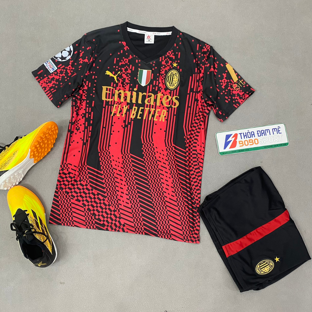 Bộ quần áo bóng đá AC Milan x Koche (Mẫu th4) FLG đấu cup C1 2023