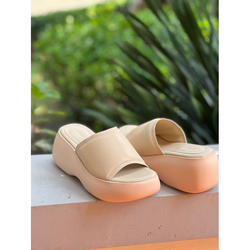 Dép bánh mì cao 7cm quai ngang thời trang