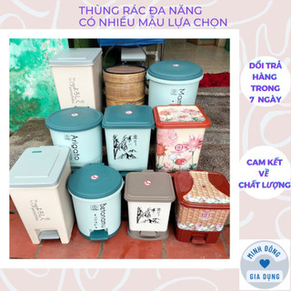 Thùng rác nhựa đạp bàn chân chính hãng việt nhật có nắp đậy, Đựng Rác Gia Đình, Trong Nhà, Ngoài Trời Đẹp