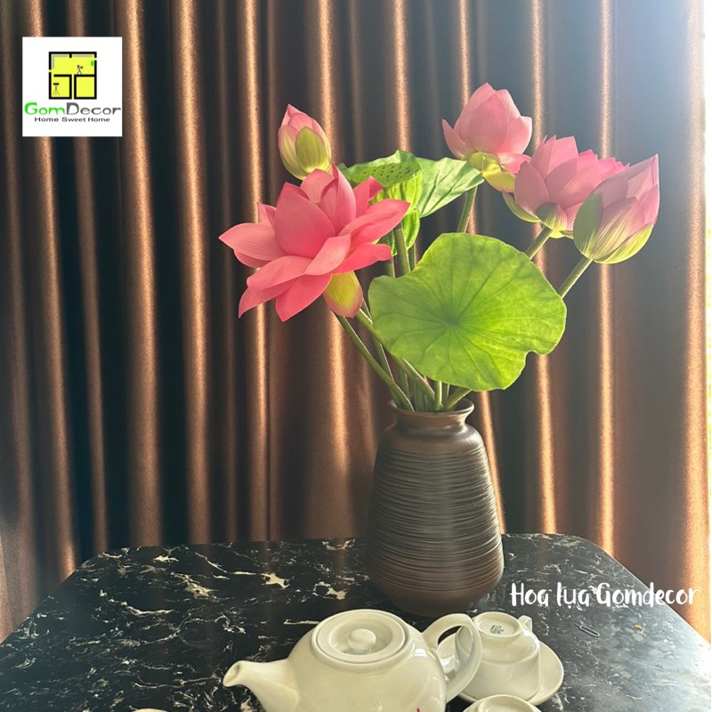 Hoa sen giả hoa sen lụa đẹp siêu cao cấp đẹp tự nhiên như thật bông sen giả