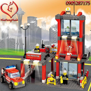 Trạm Cứu Hỏa 300 Chi Tiết City Đồ Chơi Lắp Ráp Xếp Hình MOC DIY